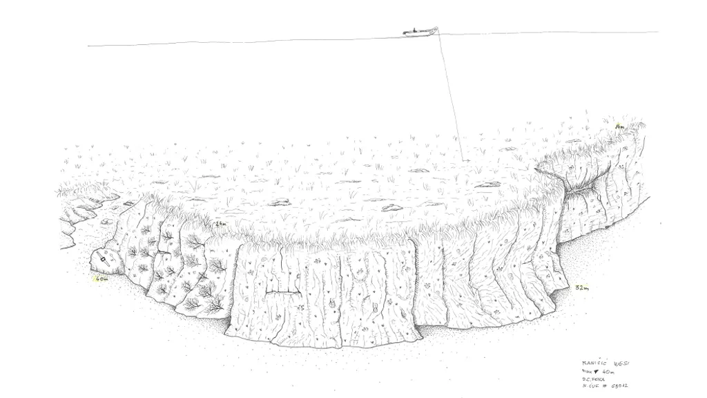 Technical sketch of the Plančić west dive site