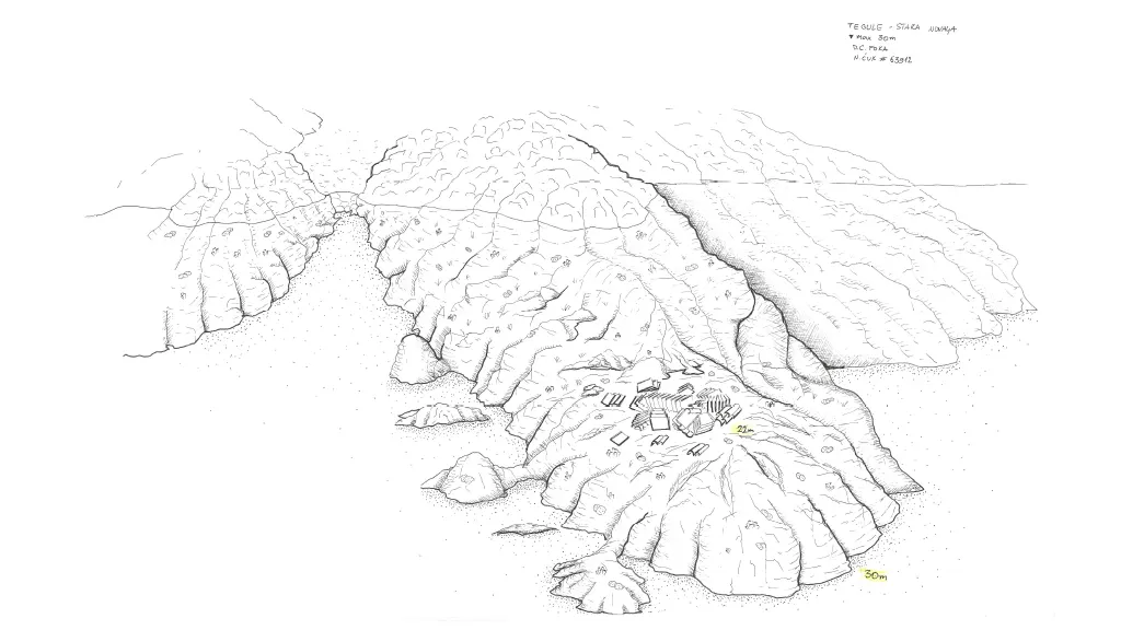 Drawn survey of the Tegule dive site off Pag
